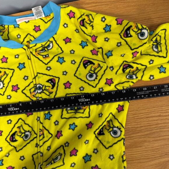 SpongeBob SquarePants Fleece one piece  Footed Pajama x-large JUNIOR sizing - Picture 5 of 7